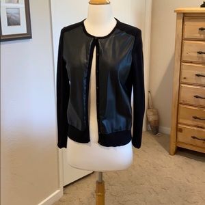 Ann Taylor sweater with faux leather front panels